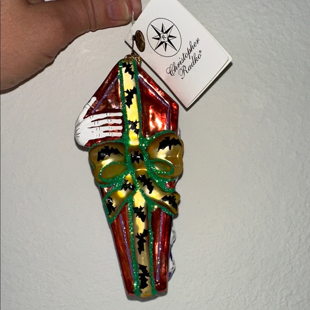 Rare Christopher Radko Skeleton Coffin Ornament